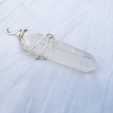 Sterling silver wire wrapped quartz pendant, natural quartz crystal pendant, obelisk pendant