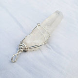 Sterling silver wire wrapped quartz pendant, natural quartz crystal pendant, obelisk pendant