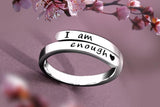 LIMITED TIME OFFER!  -  "I Am Enough" - Stainless Steel Inspirational Jewelry - Engraved Message Adjustable Ring