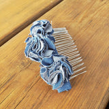 Upcycled denim hair comb, denim hair clip, denim hair accessory