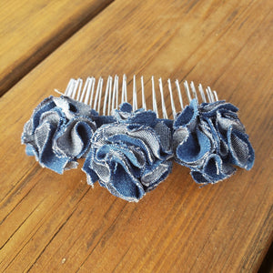 Upcycled denim hair comb, denim hair clip, denim hair accessory